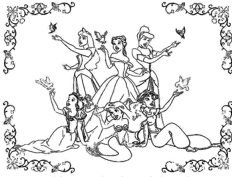 coloring pages disney princesses together all disney princesses together coloring pages at coloring pages together disney princesses 