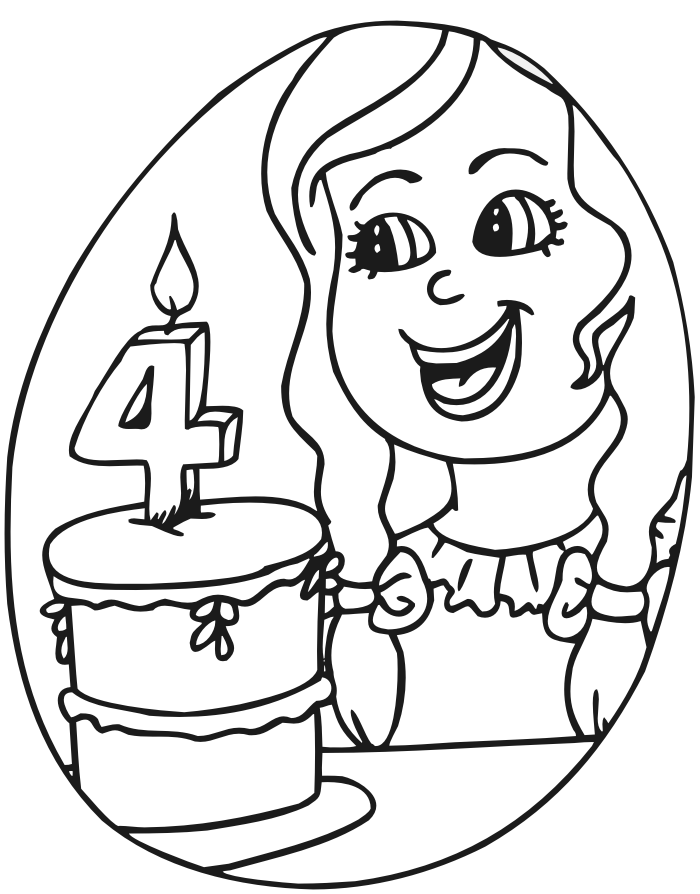 colouring pages 4 year olds birthday coloring page a four year old with her cake colouring year 4 olds pages 
