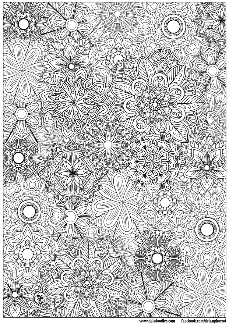 detailed flower coloring pages detailed flowers colouring page by welshpixie on deviantart pages flower coloring detailed 