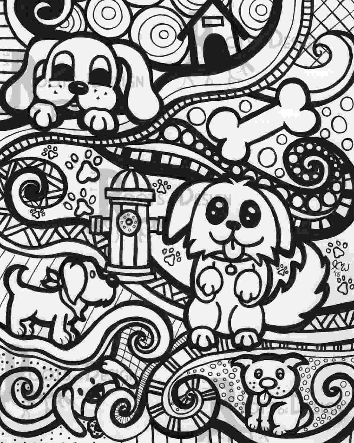 doodle art printables instant download coloring page dog art print zentangle printables doodle art 