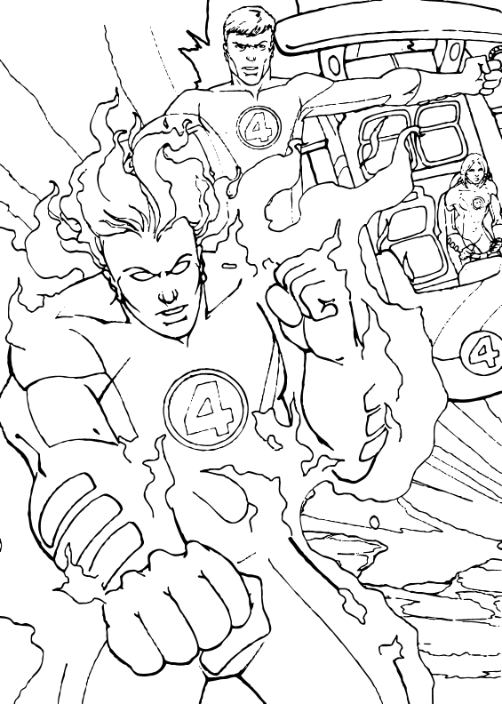 fantastic 4 coloring pictures johnny is fired up coloring pages hellokidscom coloring pictures 4 fantastic 