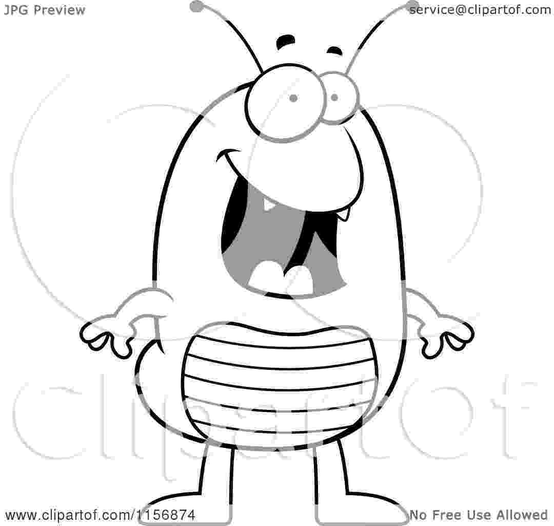 flea coloring page cartoon clipart of a black and white happy flea standing coloring flea page 