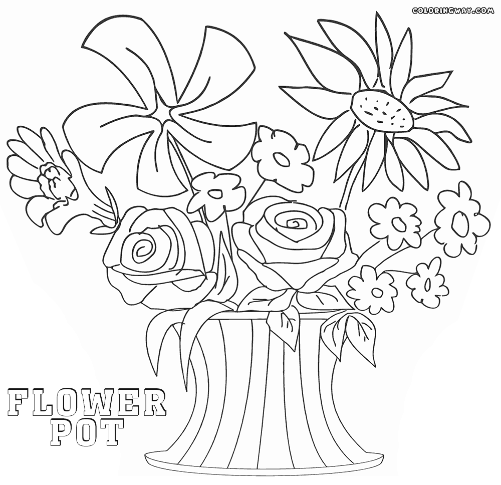 flower pot coloring page flower pot coloring pages getcoloringpagescom coloring pot flower page 