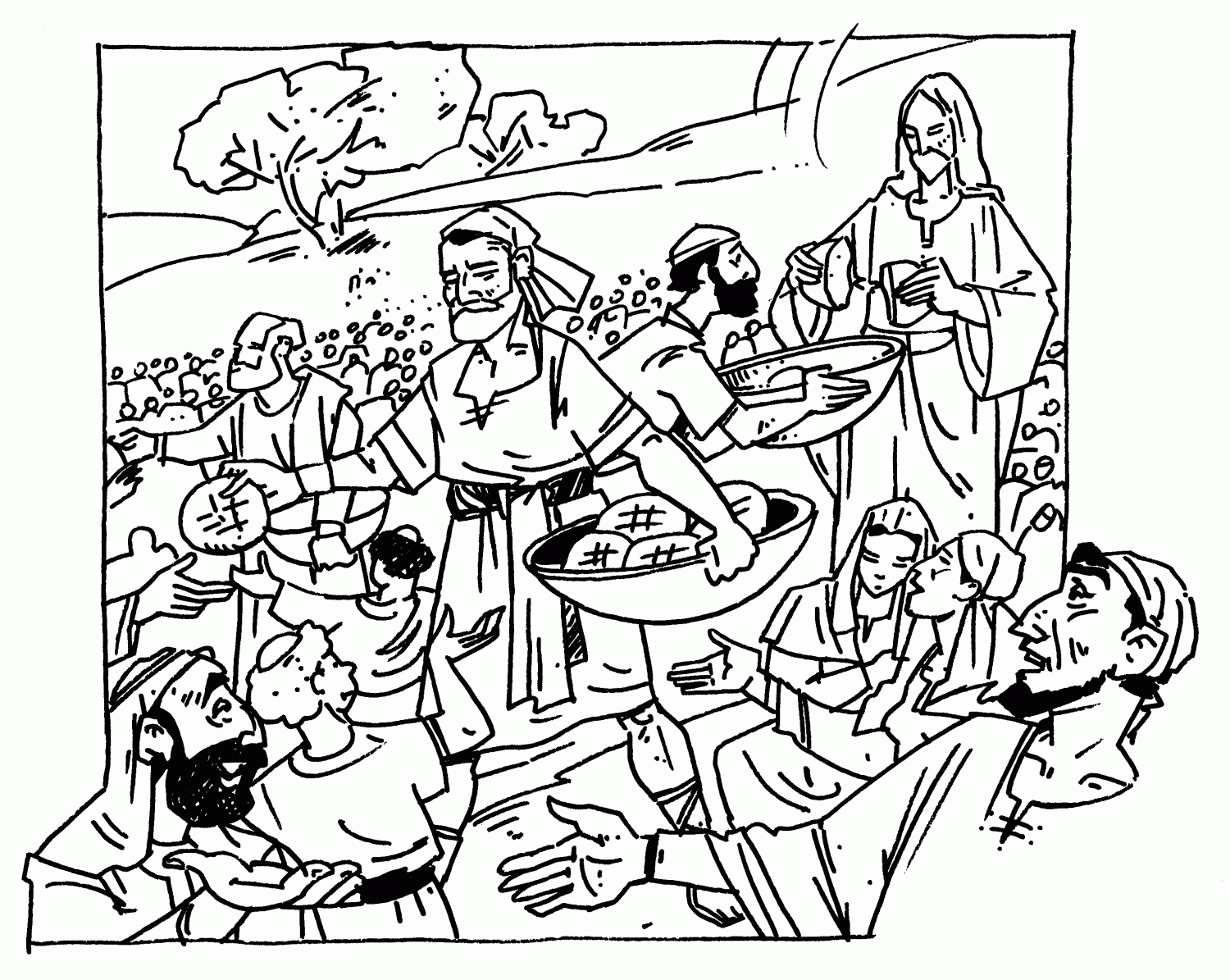 free coloring pages feeding 5000 jesus feeds the 5000 coloring page google search bible feeding 5000 pages coloring free 