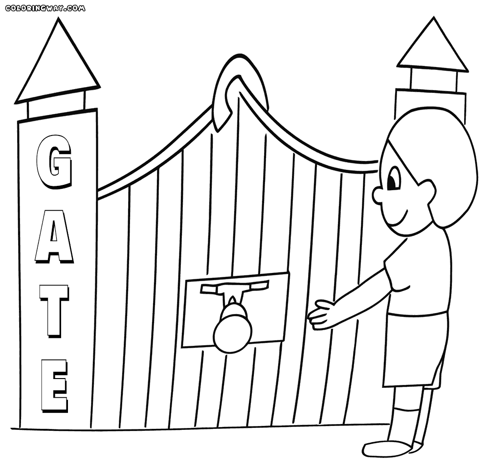 gate coloring page letter g writing and coloring sheet page gate coloring 