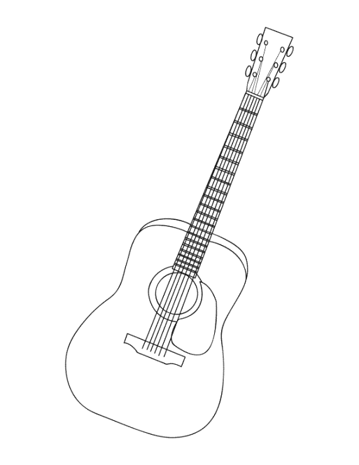 guitar coloring pages acoustic guitar line drawing at getdrawingscom free for guitar coloring pages 