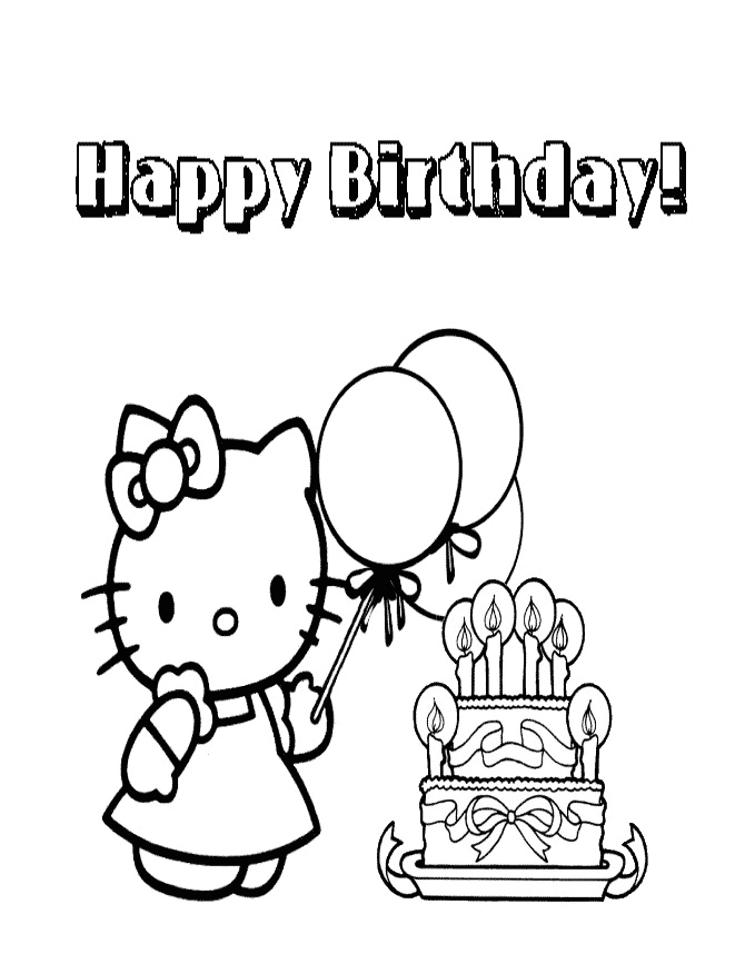 hello kitty happy birthday coloring pages hello kitty birthday cake coloring page h m coloring pages pages birthday happy kitty coloring hello 