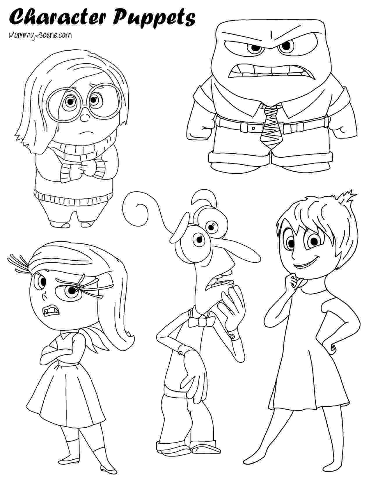 inside out coloring pages all characters paper character puppets puppet crafts puppet and scene pages out characters coloring inside all 
