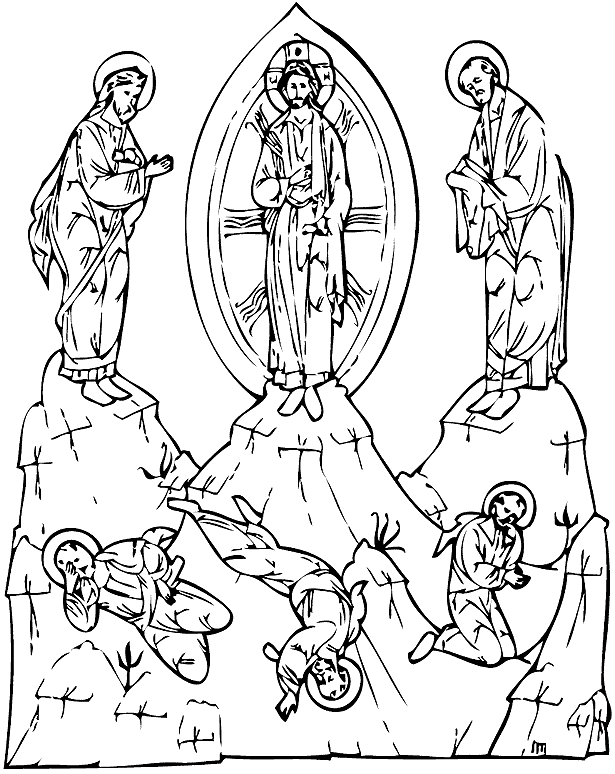 jesus transfiguration coloring page the transfiguration of jesus on mount tabor bloor coloring page jesus transfiguration 