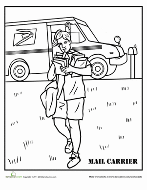mail carrier coloring page mail carrier worksheet educationcom coloring page carrier mail 