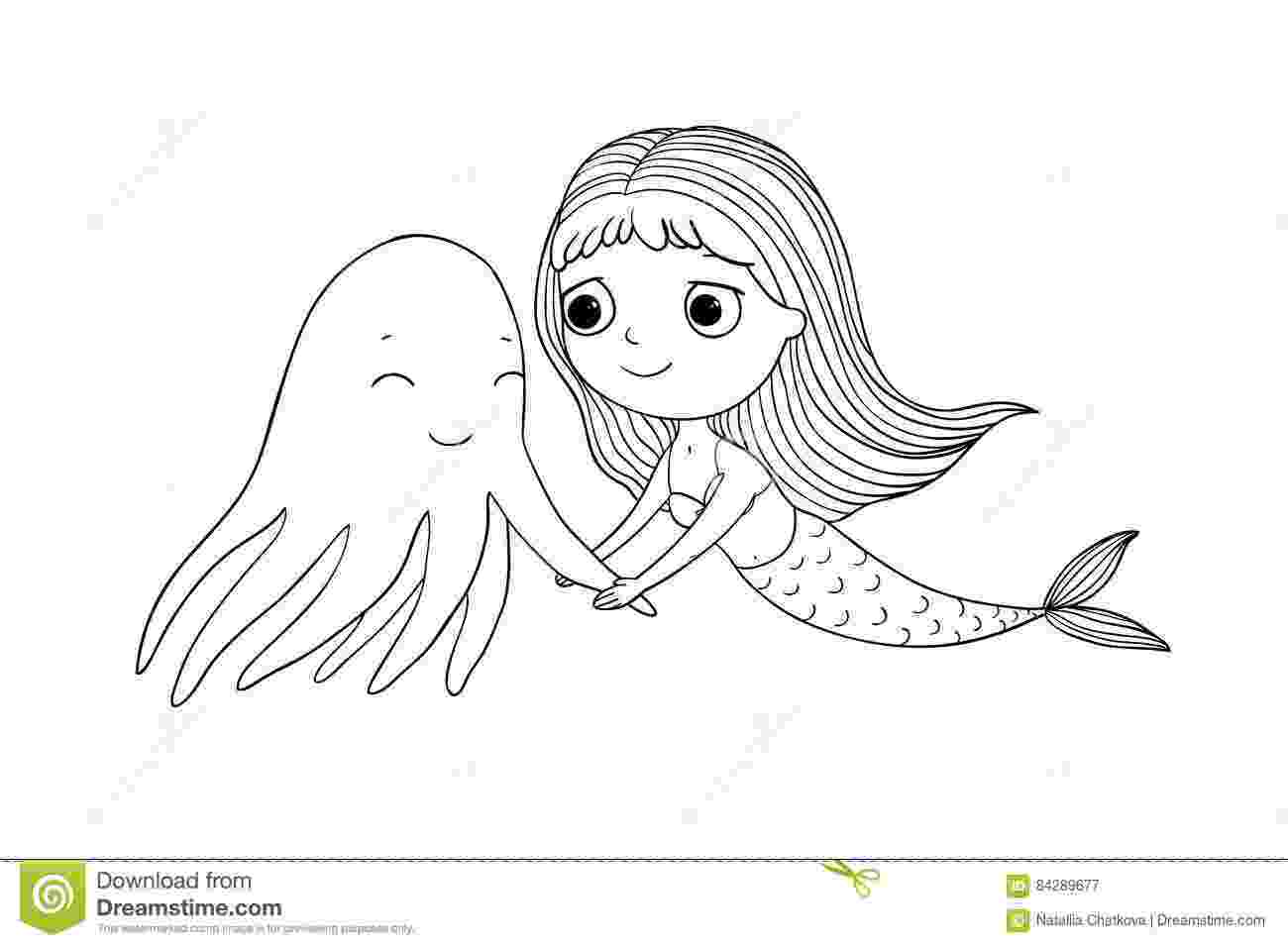 mermaid cartoon cute cartoon mermaid and octopus siren sea theme hand mermaid cartoon 
