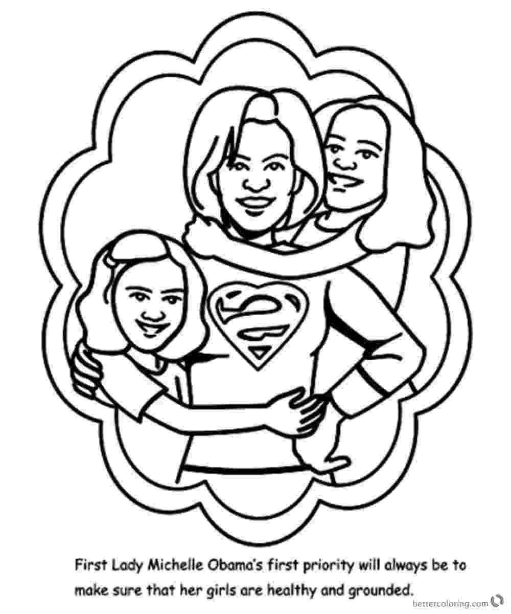 michelle obama coloring pages michelle obama coloring page first lady with her girls obama pages coloring michelle 