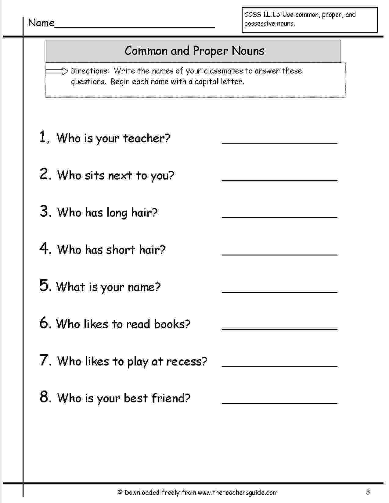 noun worksheets for grade 1 with answers common and proper nouns worksheet answer key by robert for worksheets noun with grade answers 1 