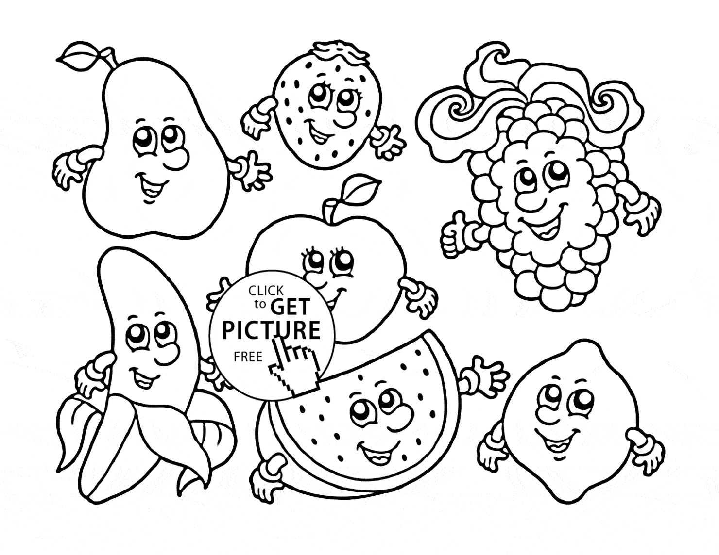 picture of fruits for colouring cartoon fruits coloring page for kids fruits coloring picture of for fruits colouring 