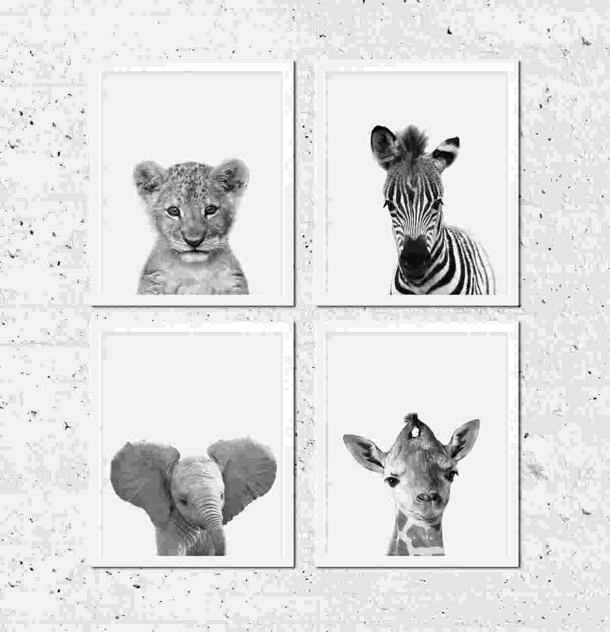 pictures african animals safari animals nursery decor animals print set of 4 baby pictures african animals 