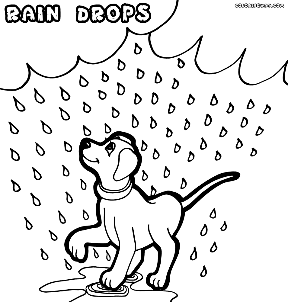 rain coloring page boy with his umbrella and rain jacket under the spring rain page coloring 