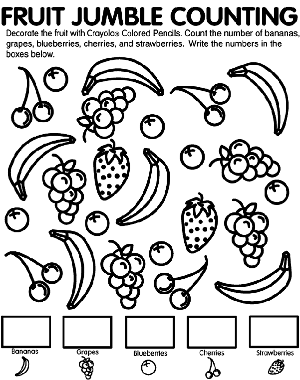 shapes of fruits to color fruit jumble counting coloring page crayolacom of fruits color shapes to 