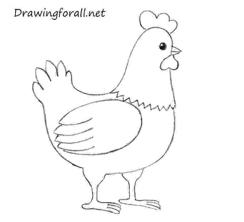 sketch of hen how to draw chickens hens with easy step by step drawing of hen sketch 1 1