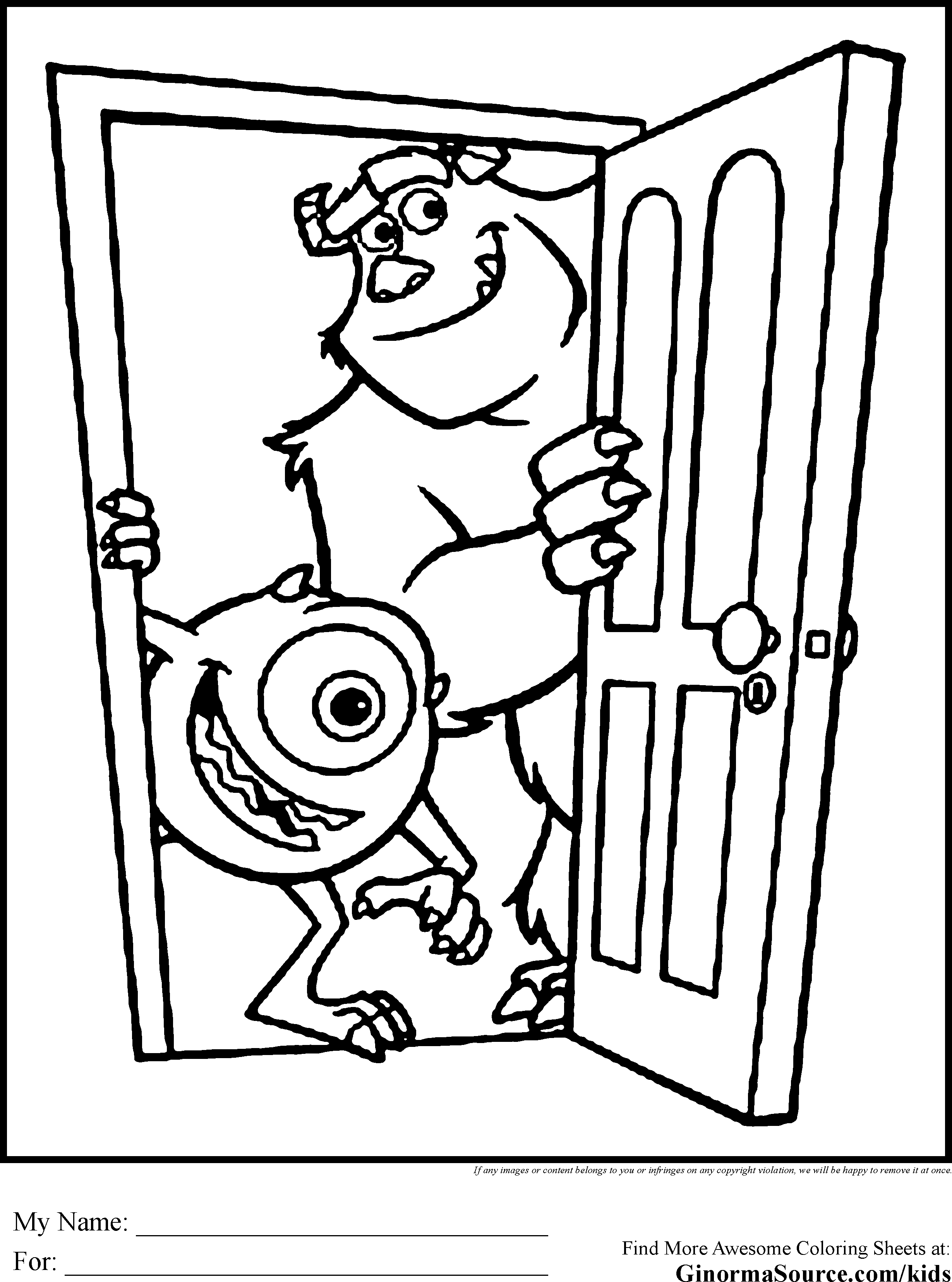 sulley coloring page sulley wearing tie in monsters inc coloring page kids sulley coloring page 