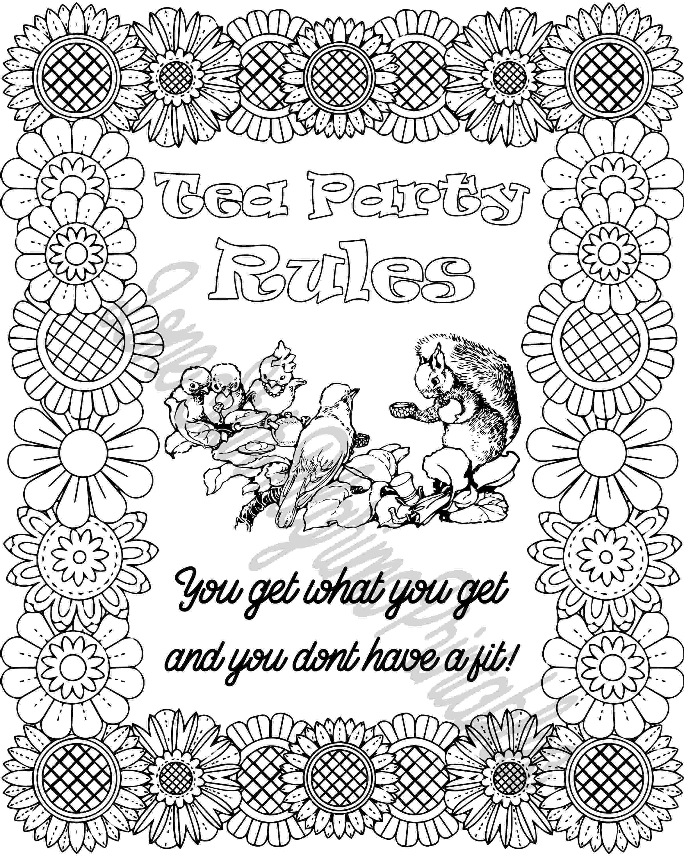 tea party coloring pages adult coloring page tea party rules coloring page 85x11 coloring party tea pages 