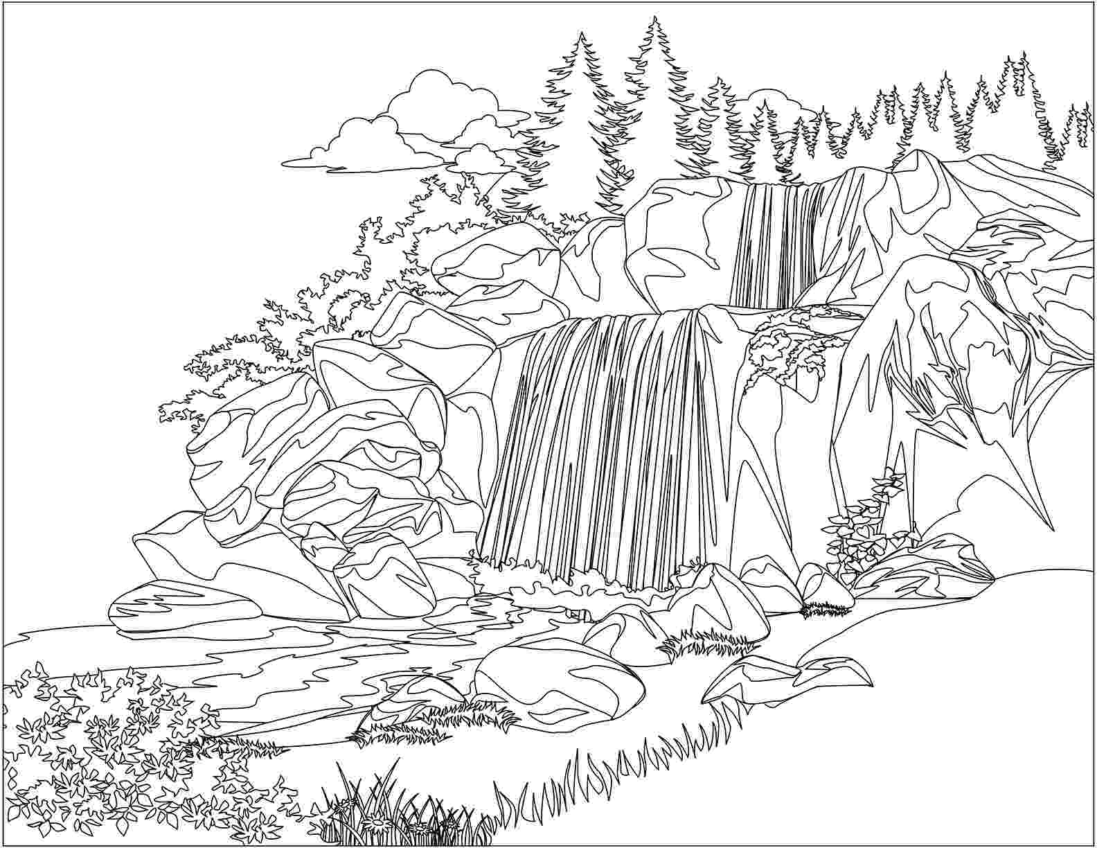 waterfall coloring page waterfall coloring pages coloring pages to download and page waterfall coloring 